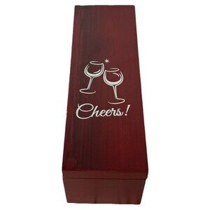 Wooden Wine Gift Box Red Finish Case with 5pc Accessory Tool Set